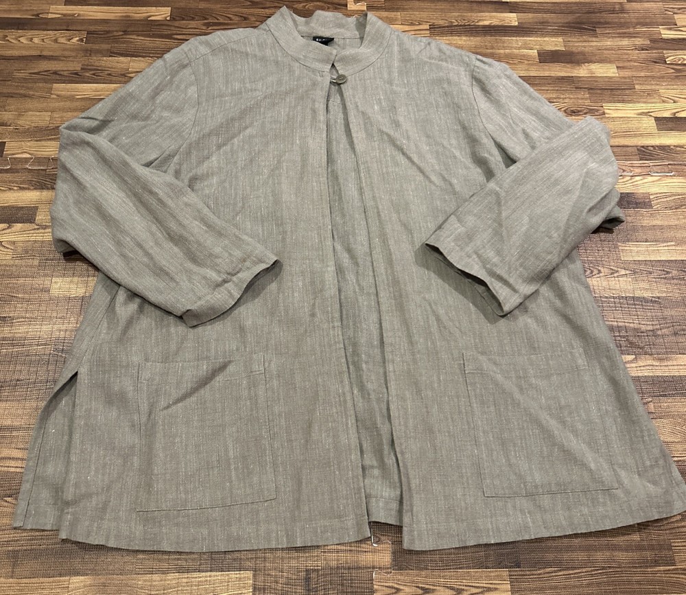 Eileen Fisher Linen Blend Open Front Jacket 1X Condition As Is