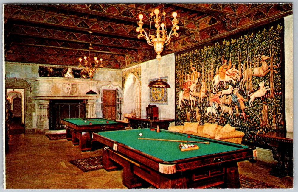 Vtg Postcard Hearst Castle Game Room San Simeon, CA 1960s