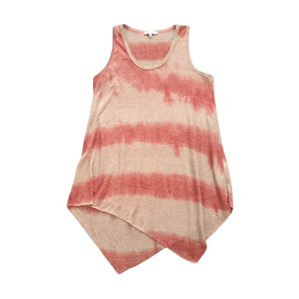 Anthropologie Eri + Ali Tan Pink Textured Knit Asymmetrical Hem Tank Top