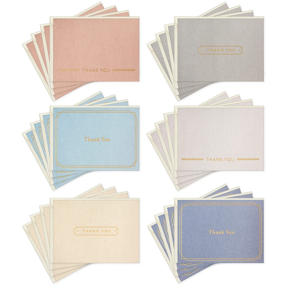 Hallmark Thank you Cards Assortment, Gold Foil Solids (24 Thank You Notes wit...