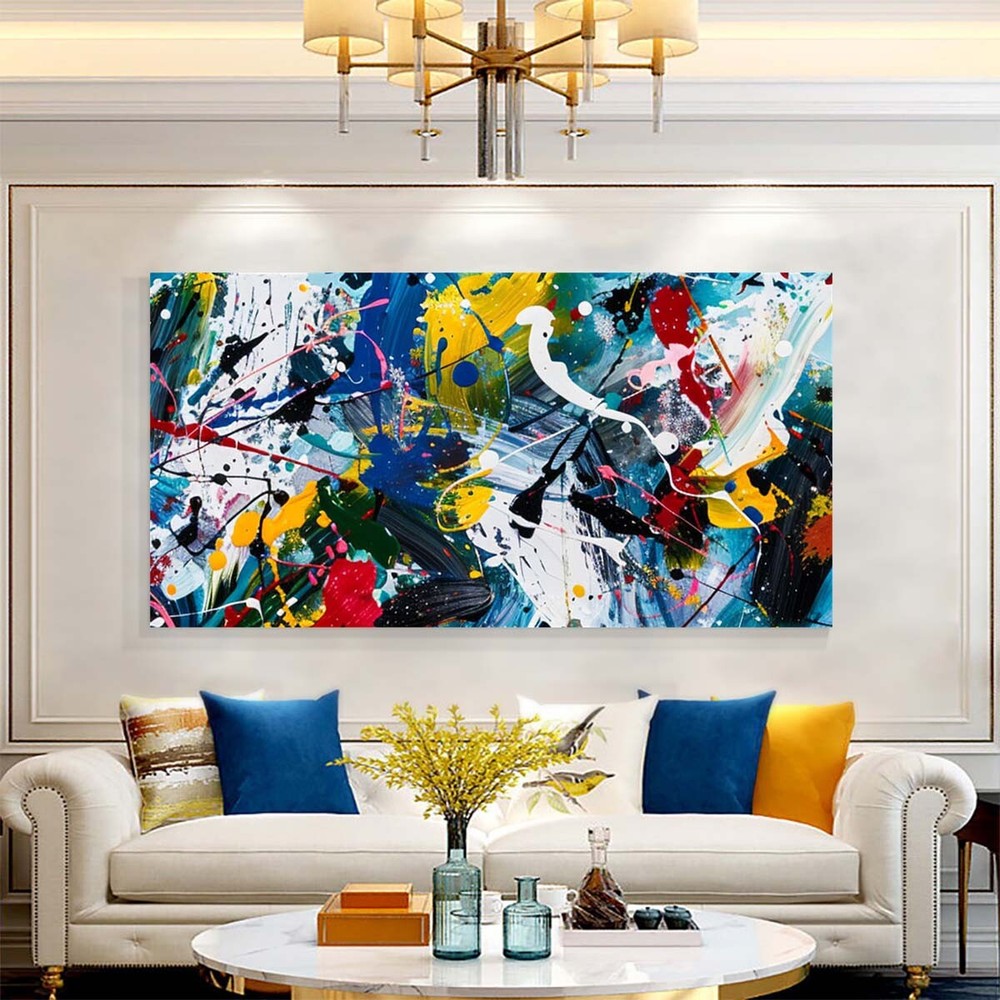 Hand painted Oil Painting Large Graffiti Decor Abstract Painting Living Room-image