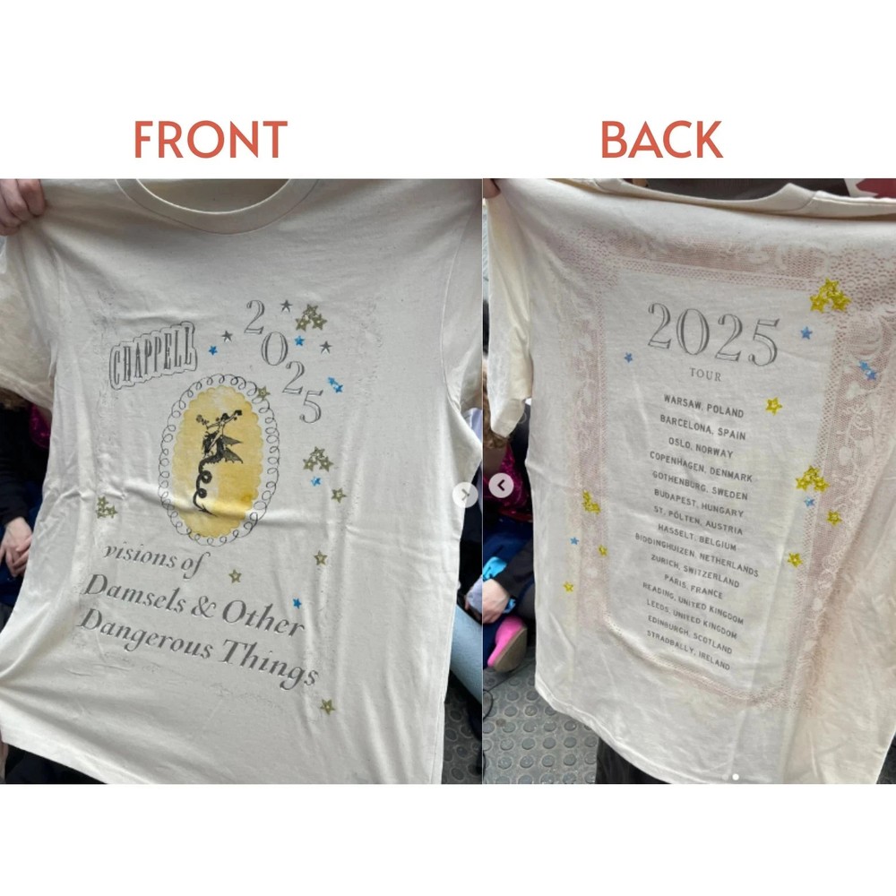 Chappell Roan’s 2025 festival Tour short sleeve white color 2 side shirt KV40157