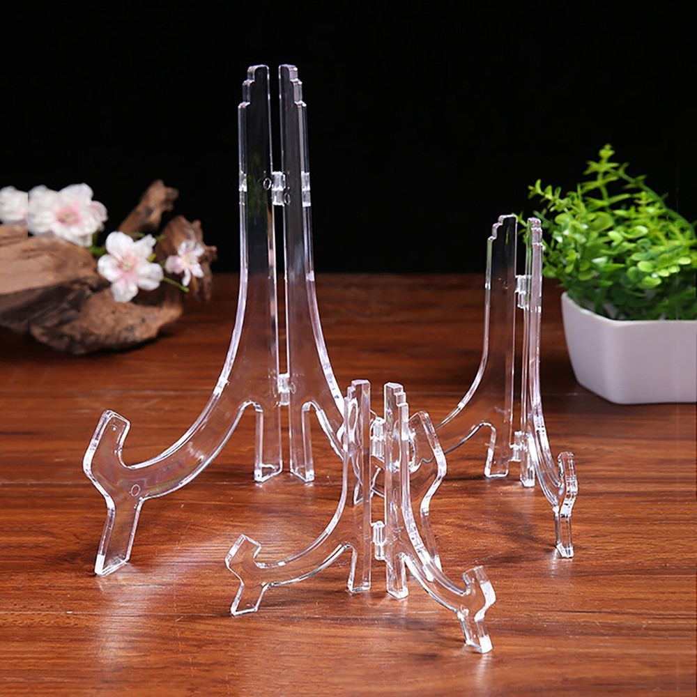 1-5PCS Acrylic Plate Disk Dish Stand Holder Display Bowl Disc Storage Rack Mount