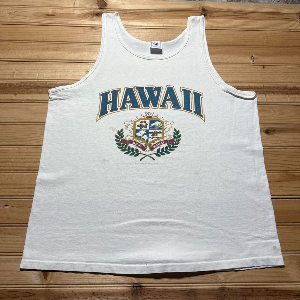 Vintage 1993 Hawaii Maui Kauai Crest Beach Surf Souvenir Tank Top USA - Large