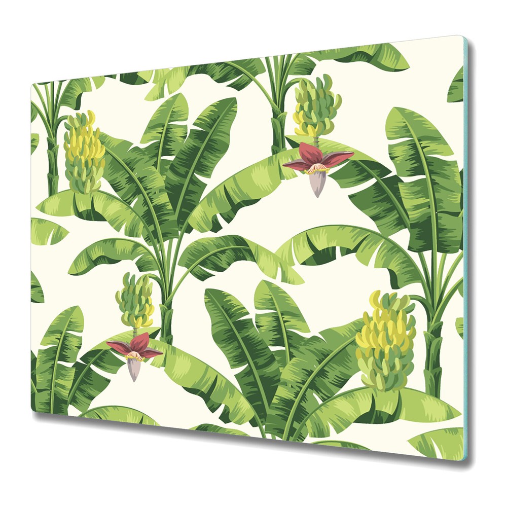 Glass Chopping Board Tropical Banana Palms Vector Jungle Hawaiian 60x52