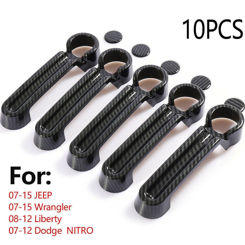 Carbon Fiber Door Handle Cover Handles Trim Accessories for 07+ Jeep Wrangler JK