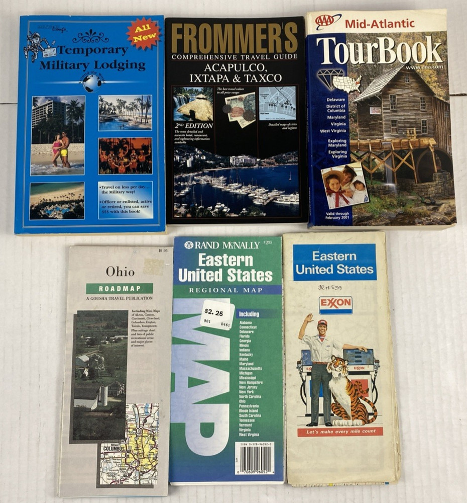 Lot of 6 Vintage Highway Road Maps US States Tourism Travel Guides