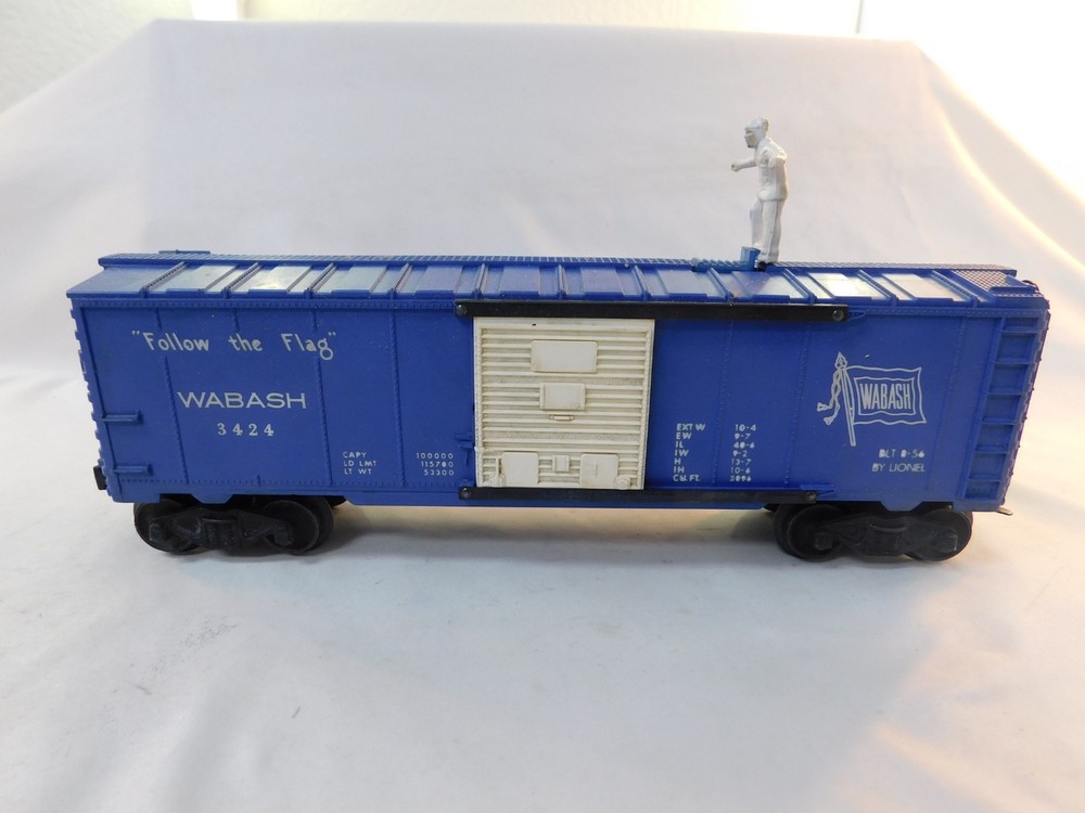 Lionel 3424 O Gauge Operating Brakeman Car, Wabash 'Follow the Flag' #3424
