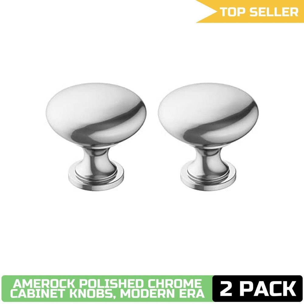 Amerock Polished Chrome Cabinet Knob 1-1/4 Inch 2 Pack, Era Hardware