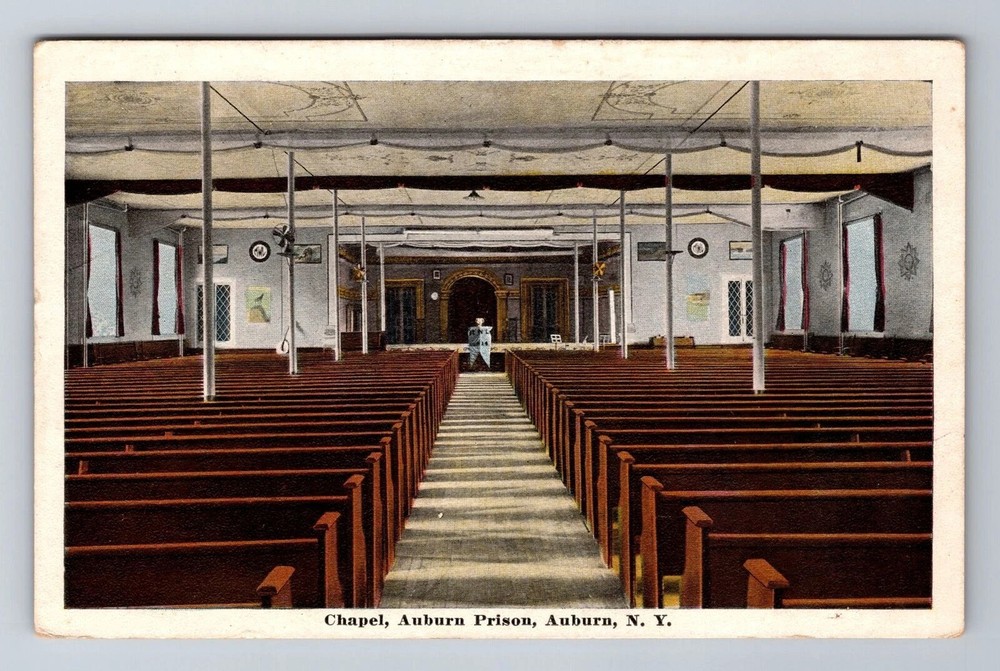 Auburn NY-New York, Auburn Prison Chapel, Antique Vintage Souvenir Postcard