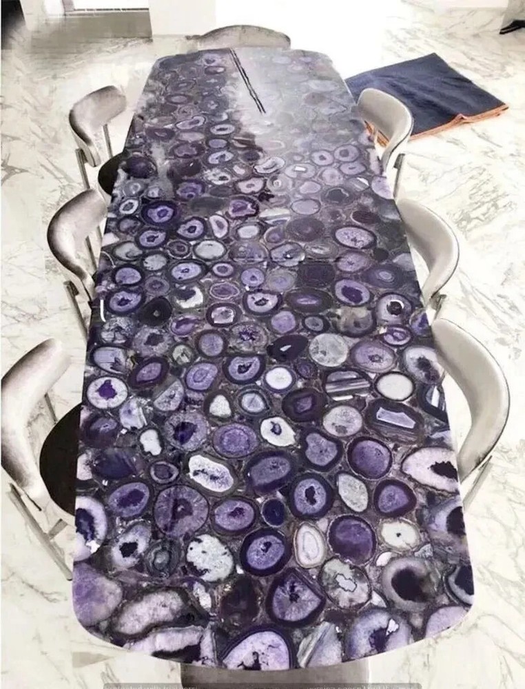 Purple Agate Stone Table Top for Dining Sofa or Centerpiece