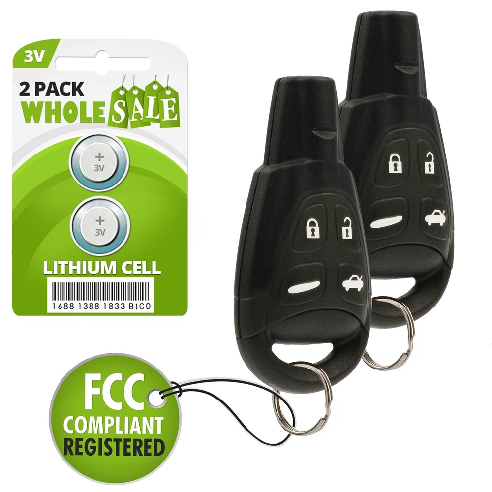 2 Replacement For 2003 2004 2005 2006 2007 2008 2009 Saab 9-3 93 Key Fob Remote