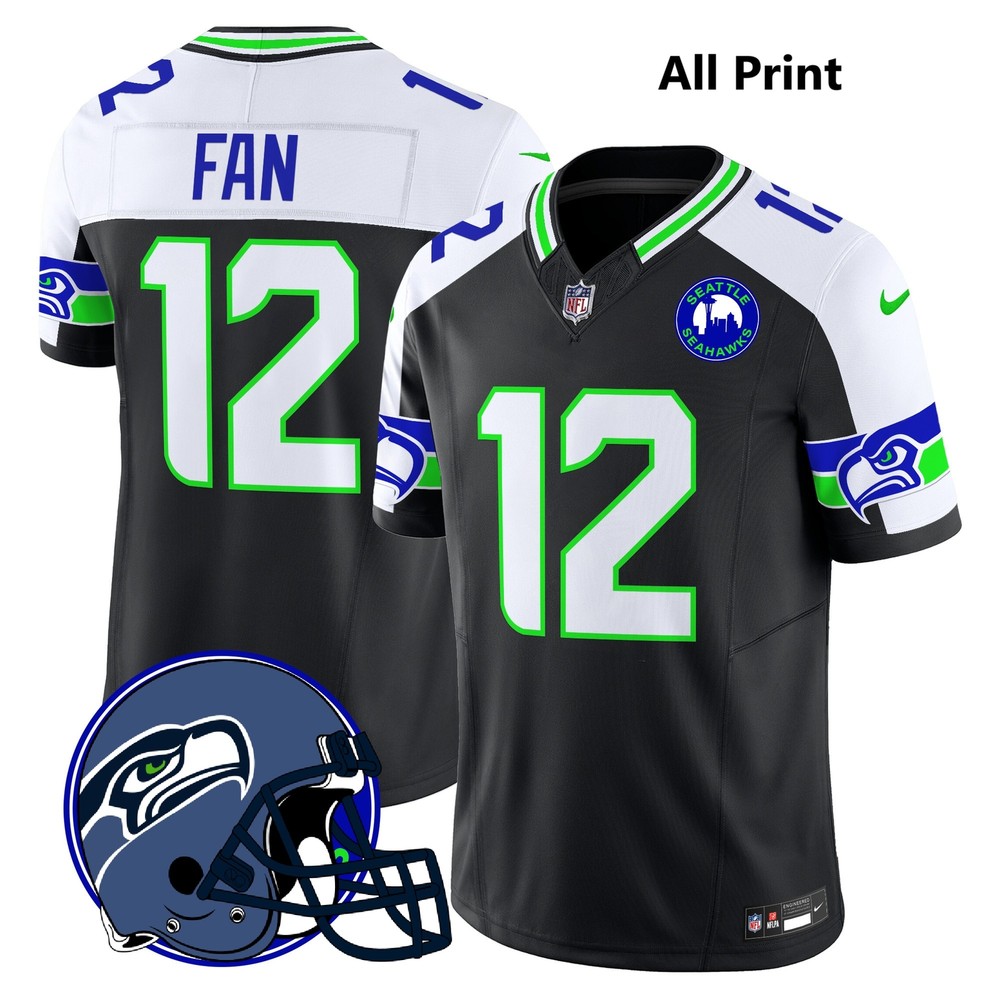 Seahawks 2024 Seattle City Patch 12th Fan Football Jersey All Print Design