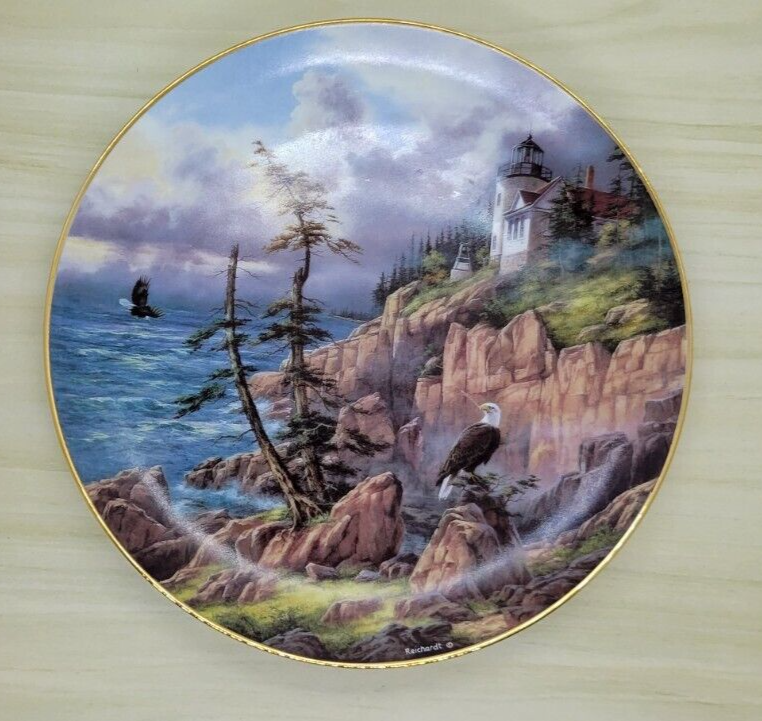 Vigilant Beacon Arcadia National Park God Bless America Plate Danbury Mint Eagle-image