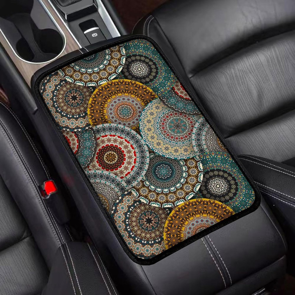 Universal Bohemian Armrest Cover Pad for Car Center Console, P Color: Bohemian