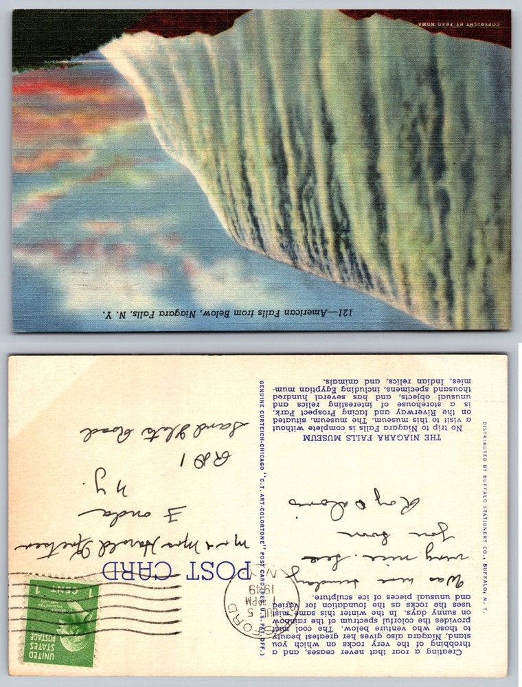 Niagara Falls New York Waterfall View Postcard