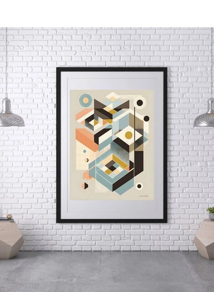 Bauhaus Print, Teal Wall Art, Bauhaus Poster, Modern Art