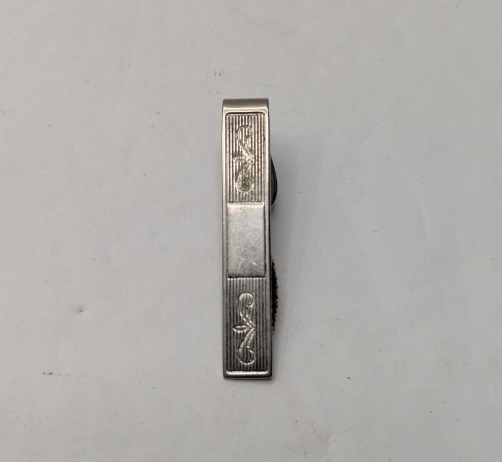 Vintage Hickok Tie Clip Silver Tone 1 3/4
