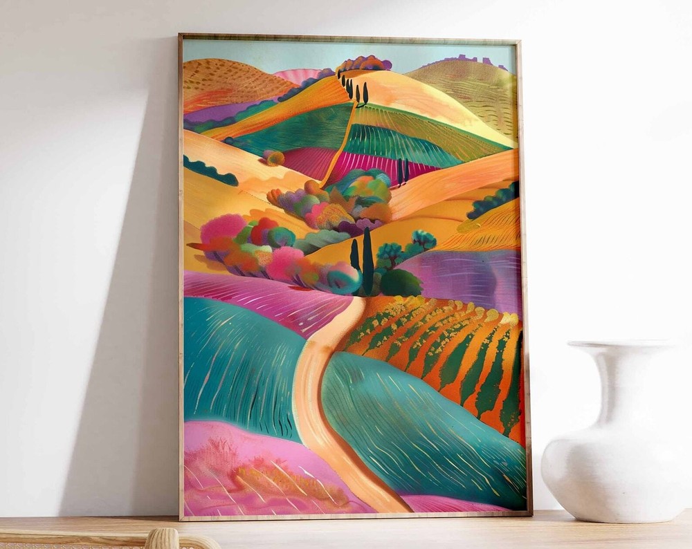 Mountain Wall Art Hill Poster Floral Print Botanical Art Fine Art Print