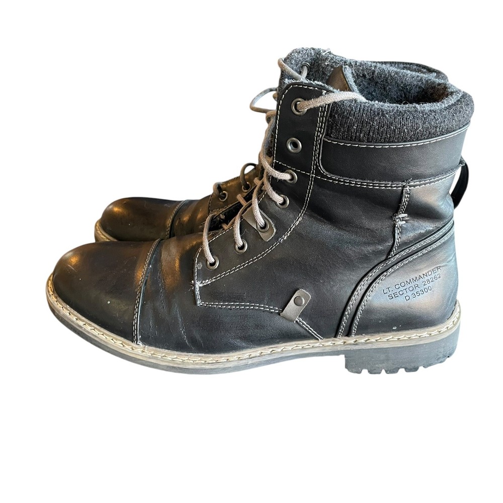 Jeffrey Tyler Black Motorcycle Boots Lt.Commander SZ 11 'Harmon', Vegan Leather