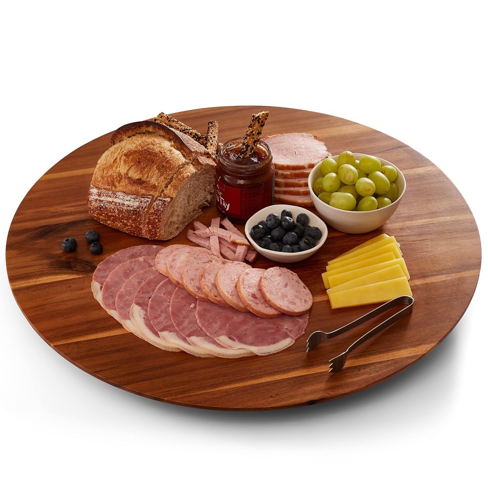 Acacia Wood Lazy Susan Turntable 21 Inch Serving Platter and Cheese Board-image