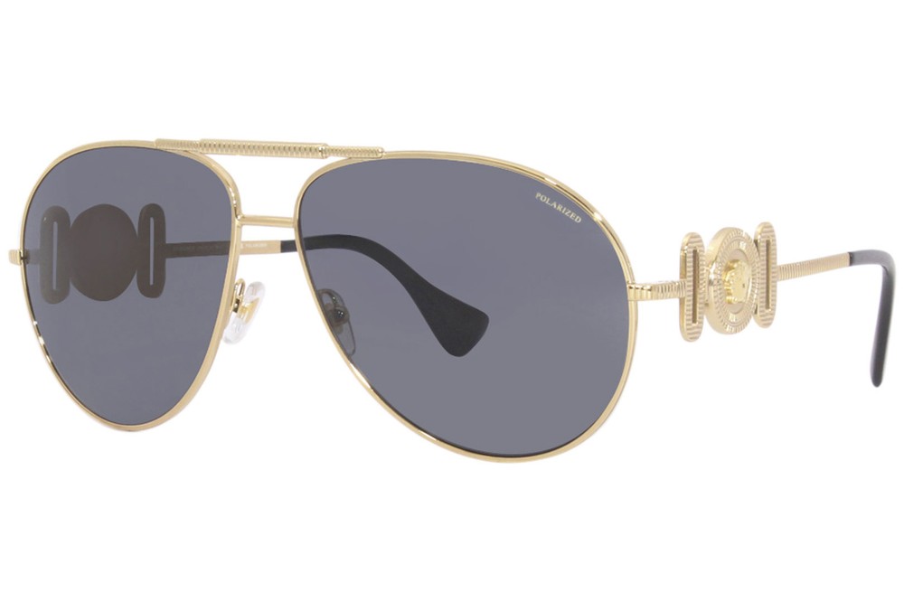 Versace VE2249 Gold Pilot Sunglasses with Polarized Grey Lenses 65mm