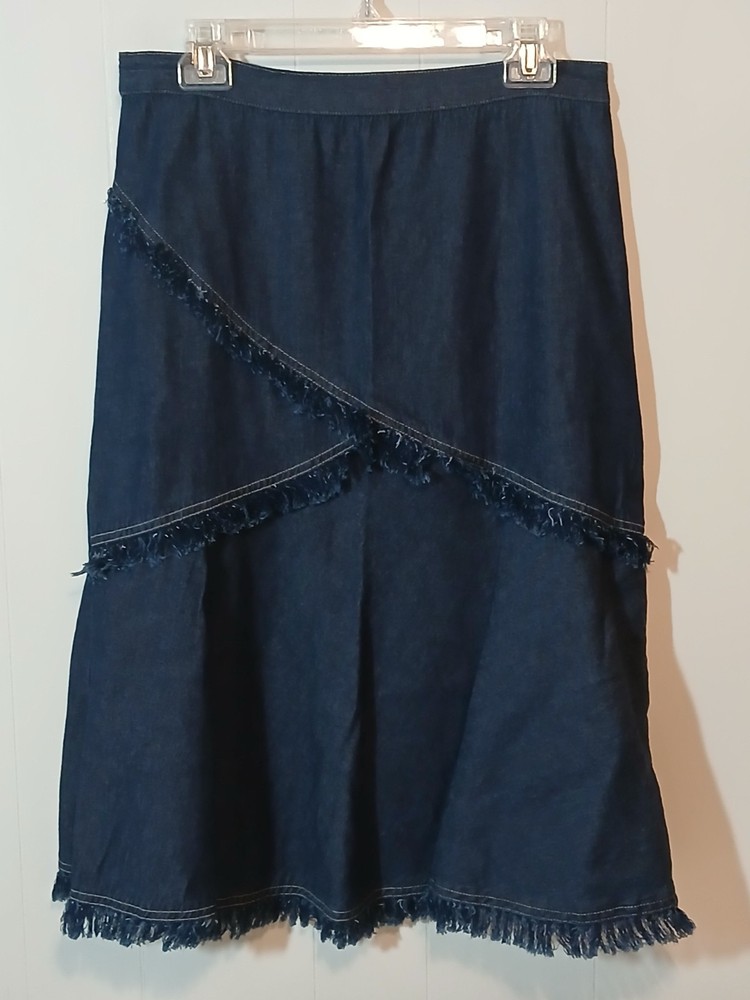 Studio West Apparel Women's Denim Fringed Skirt Size Medium