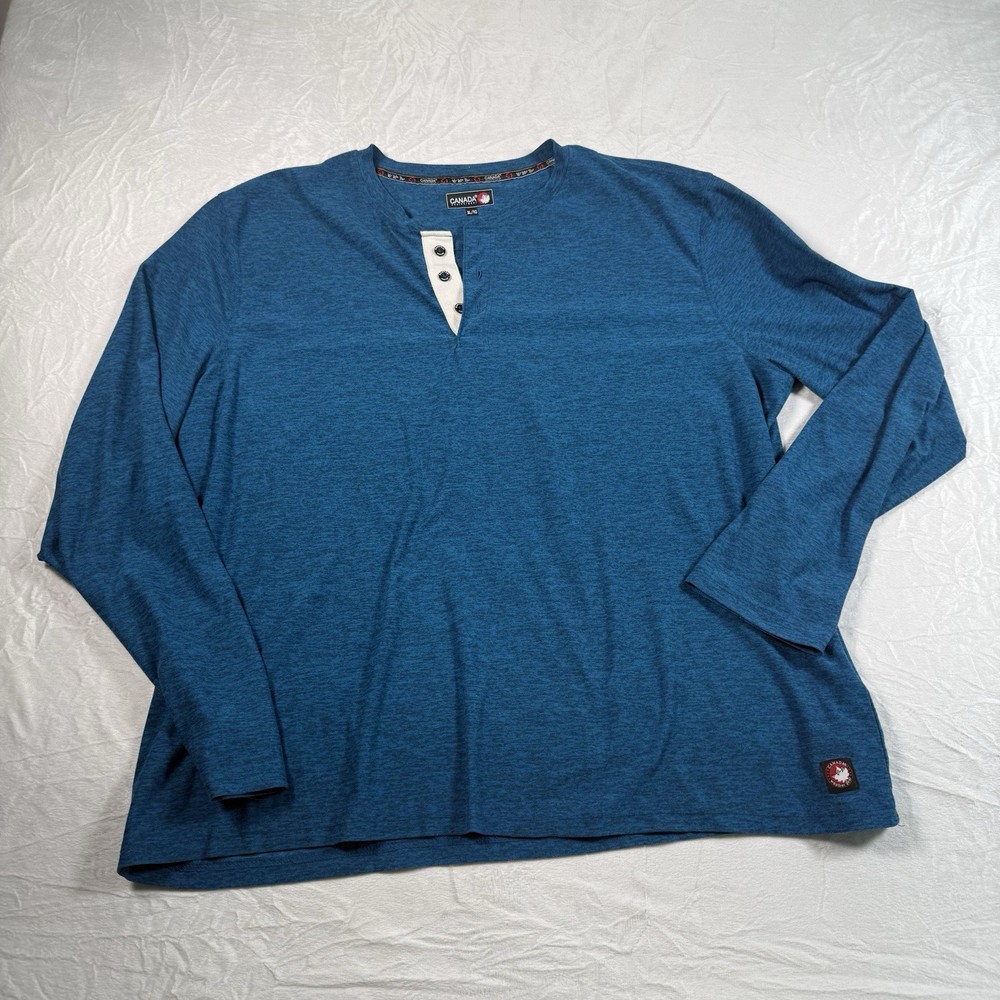 Canada Weather Gear Shirt Mens XL Blue Heathered Henley Long Sleeve Layer