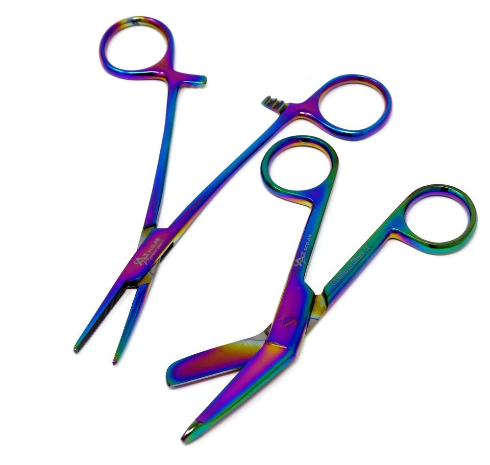 Heavy Duty Multi Rainbow Color Lister Bandage Trauma Shears Scissors + Hemost...