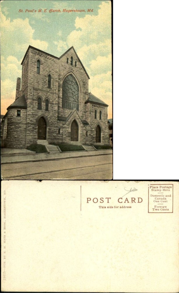 St. Paul's M.E. Church Hagerstown Maryland MD UDB C1905