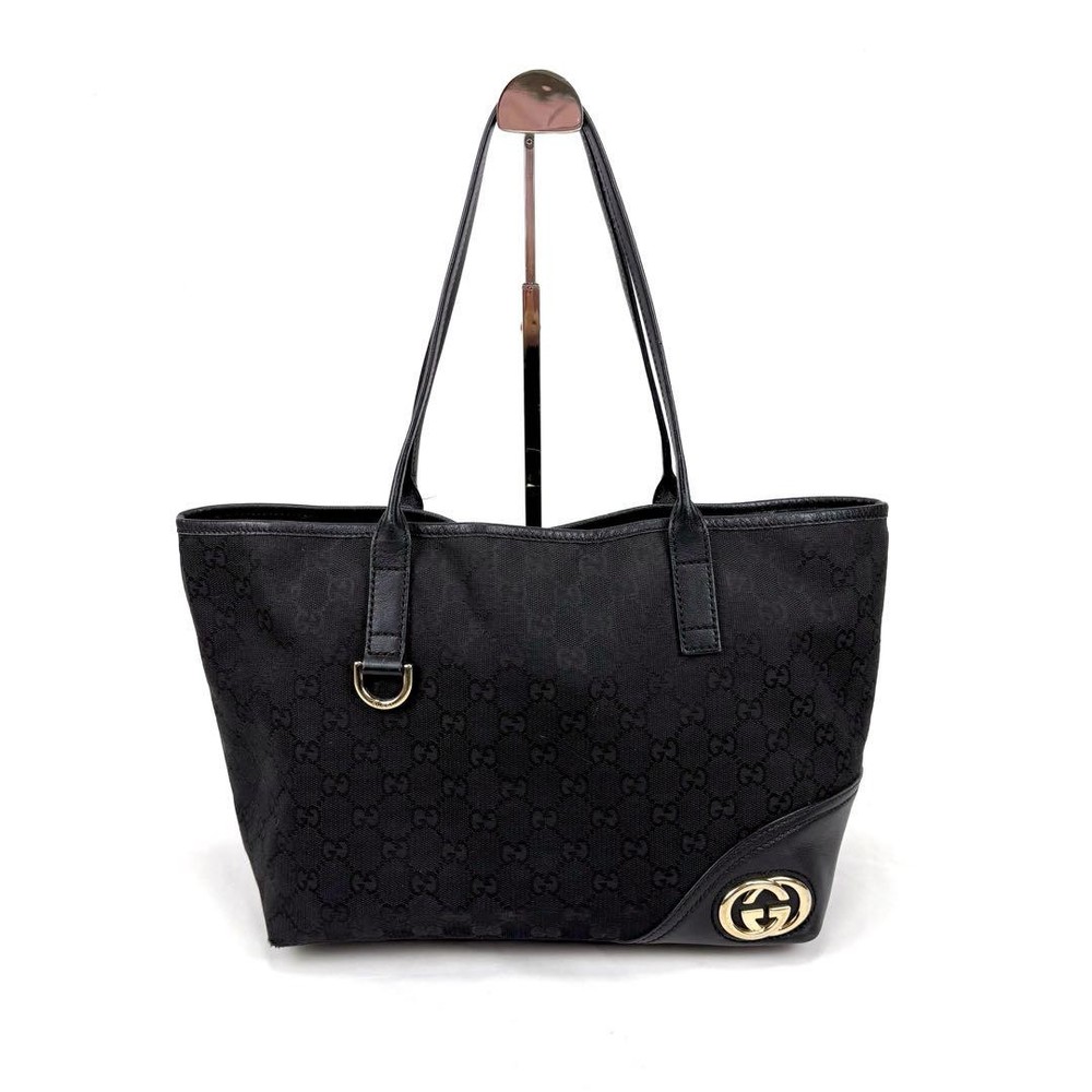 GUCCI GG Canvas Sukey Black Tote Bag Authentic Japan Import