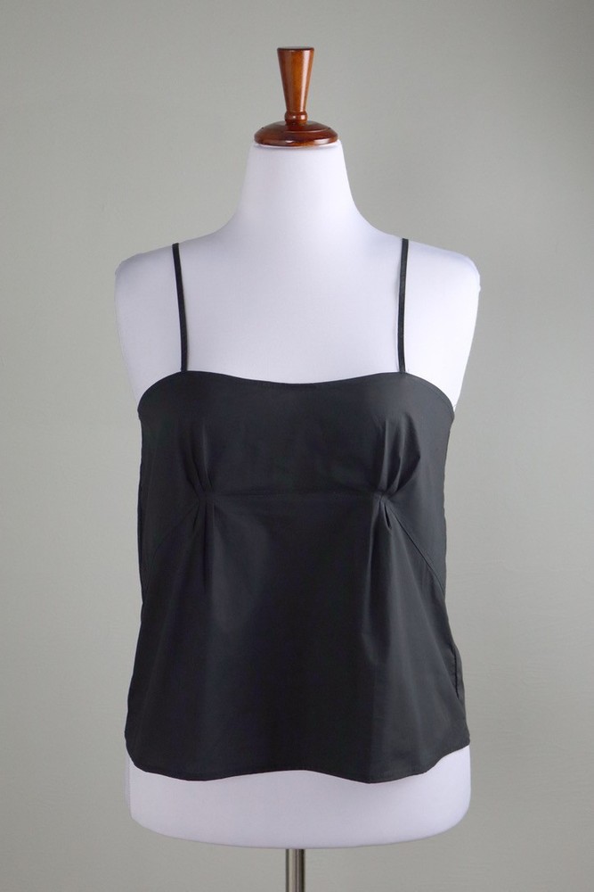 DEIJI STUDIOS NWT $155 Pleat Pleated Solid Black Cami Tank Top Size Medium