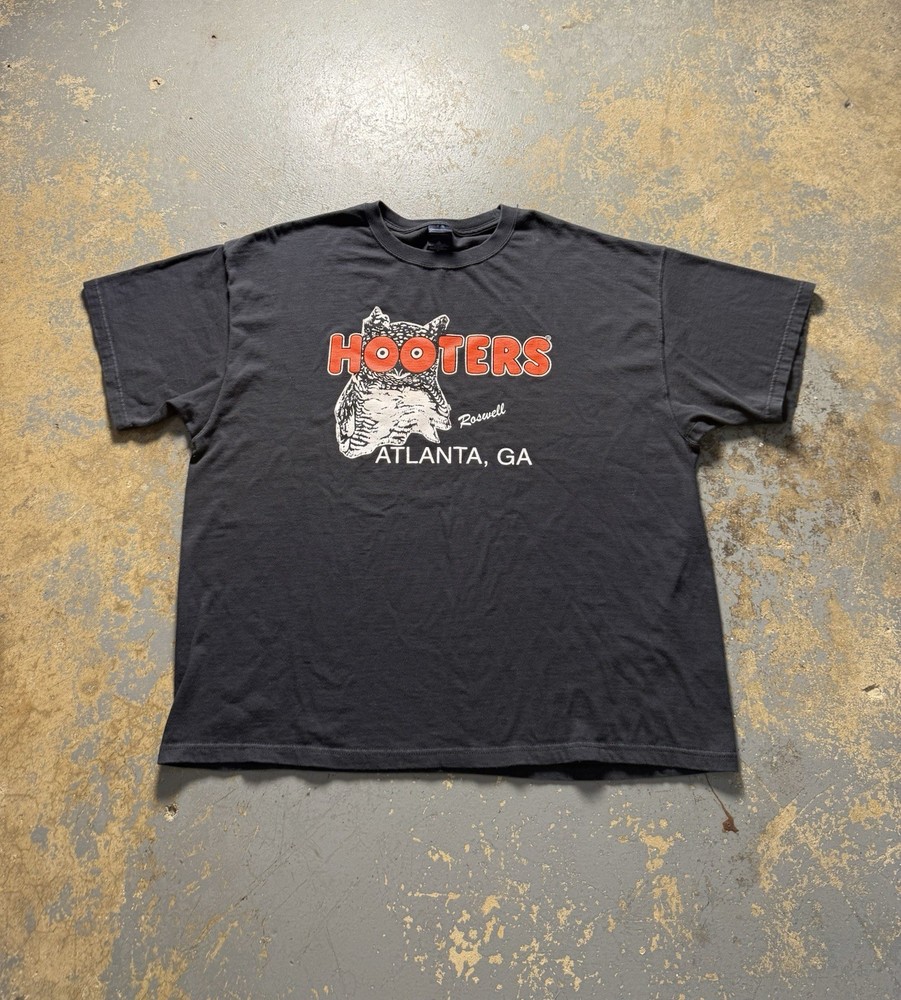 Vintage Hooters Atlanta Georgia Black Graphic Shirt-Size XL