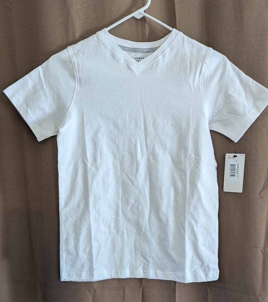 New French Toast Boys White T-Shirt size 10/12 100% Cottton