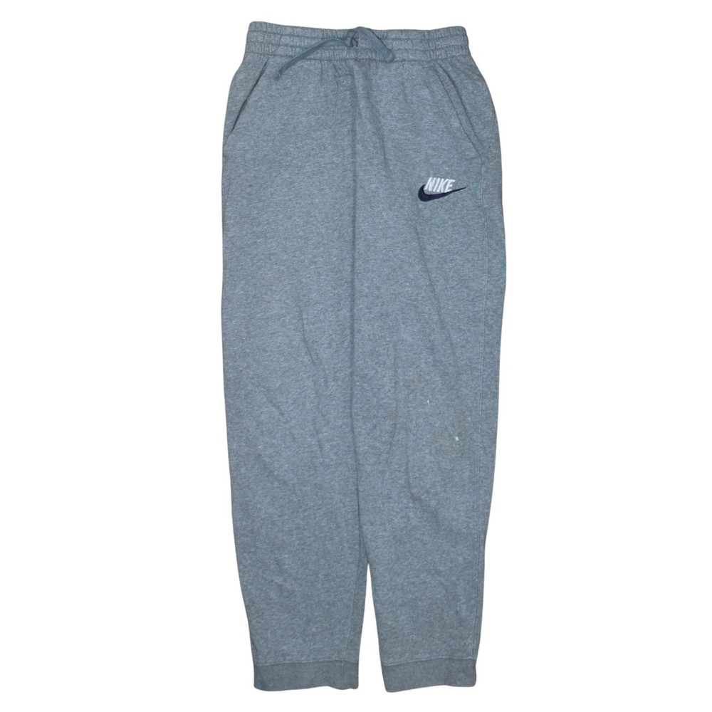 Nike Mens Joggers Grey Fleece Sweatpants Embroidered Logo Cuffed Elastic Warm L