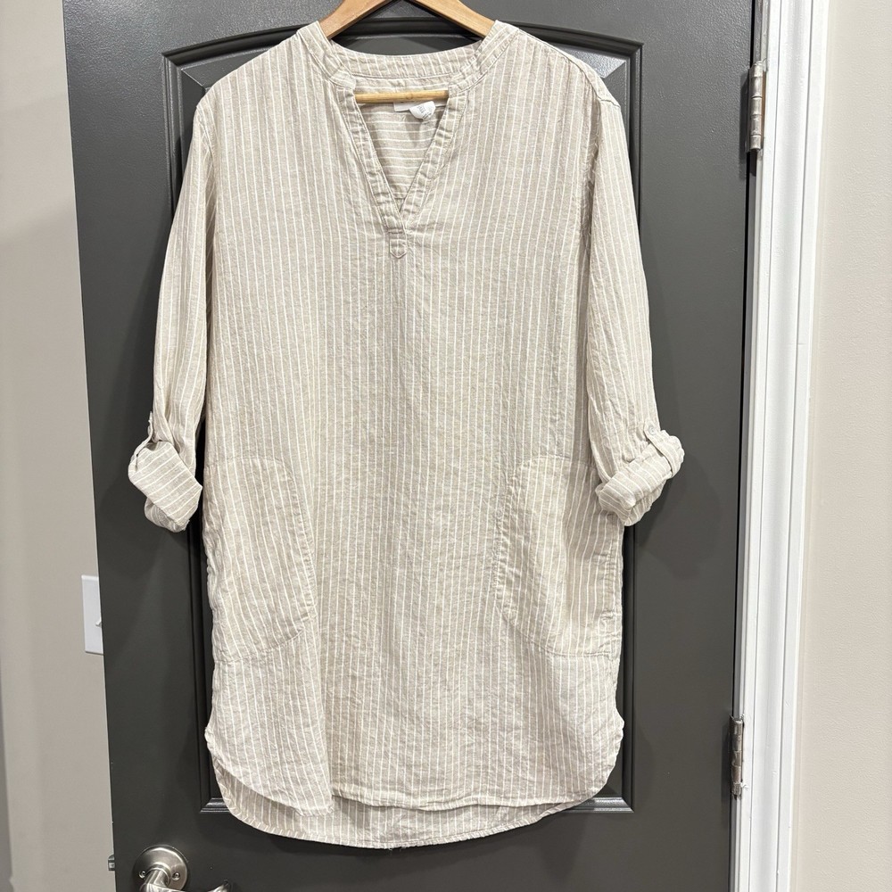 c c california linen dress L But Fits Like A Medium Beachy, Nautical, Preppy