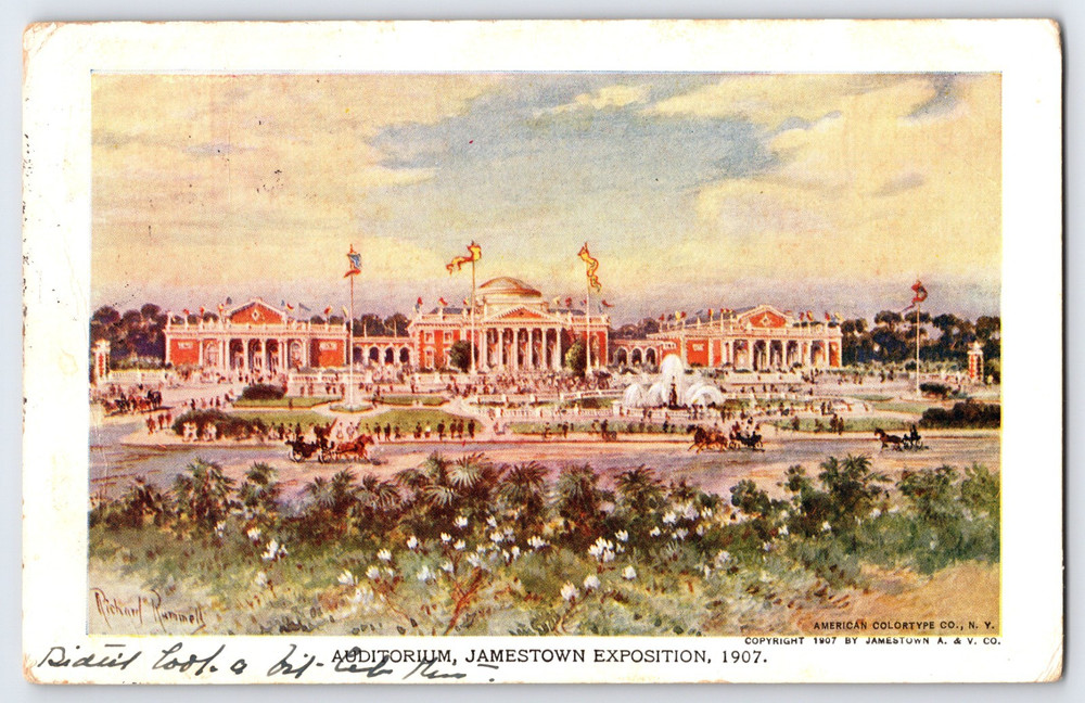 Norfolk Virginia Jamestown Exposition Auditorium Vintage 1907 Souvenir Postcard