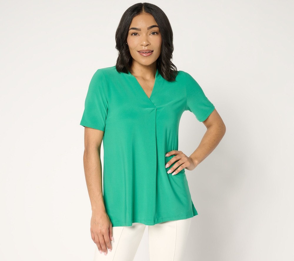 Dennis Basso Women's Top Plus Sz 2X Italia Knit Tunic with Elbow Green A644429