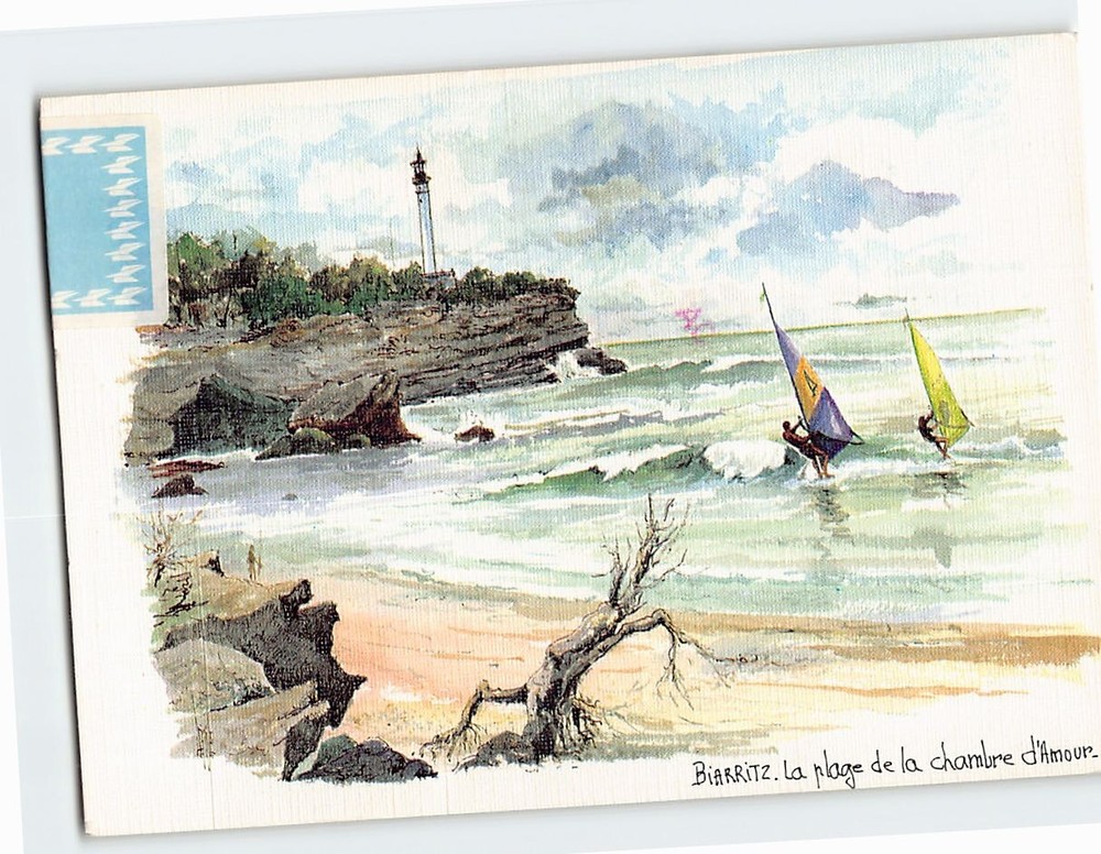 Postcard Beach Scene Biarritz France