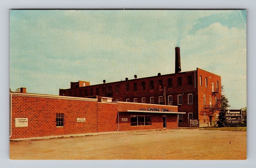 Iowa IA Amana Woolen Mills Vintage Postcard