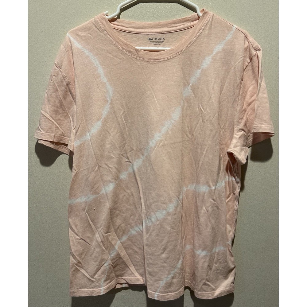 Athleta Womens Organic Relaxed Tee Size L Eclipse Orchid Pink