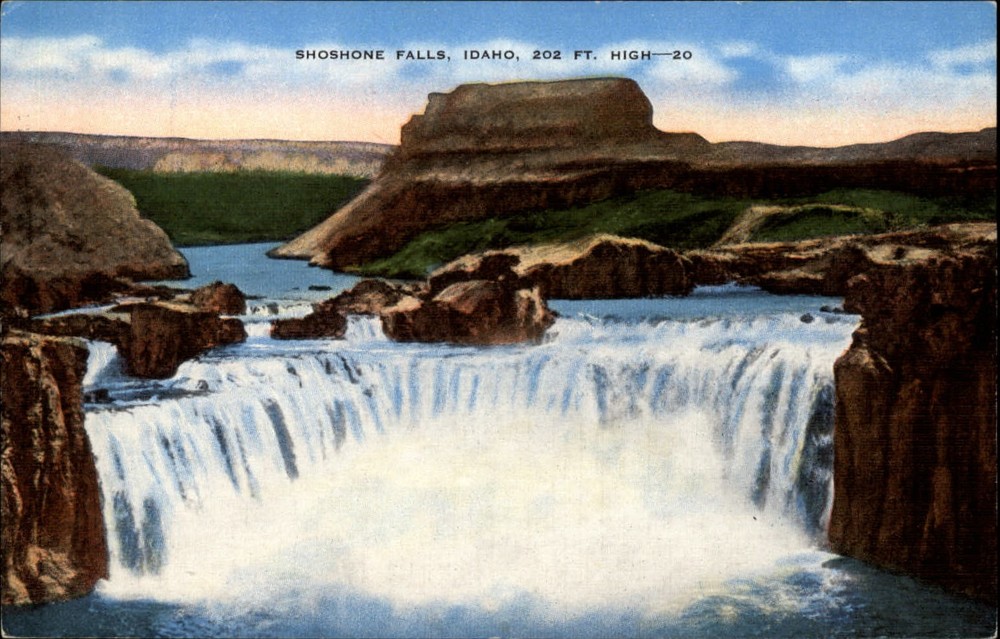 Shoshone Falls Idaho Snake River Canyon aerial unused vintage postcard