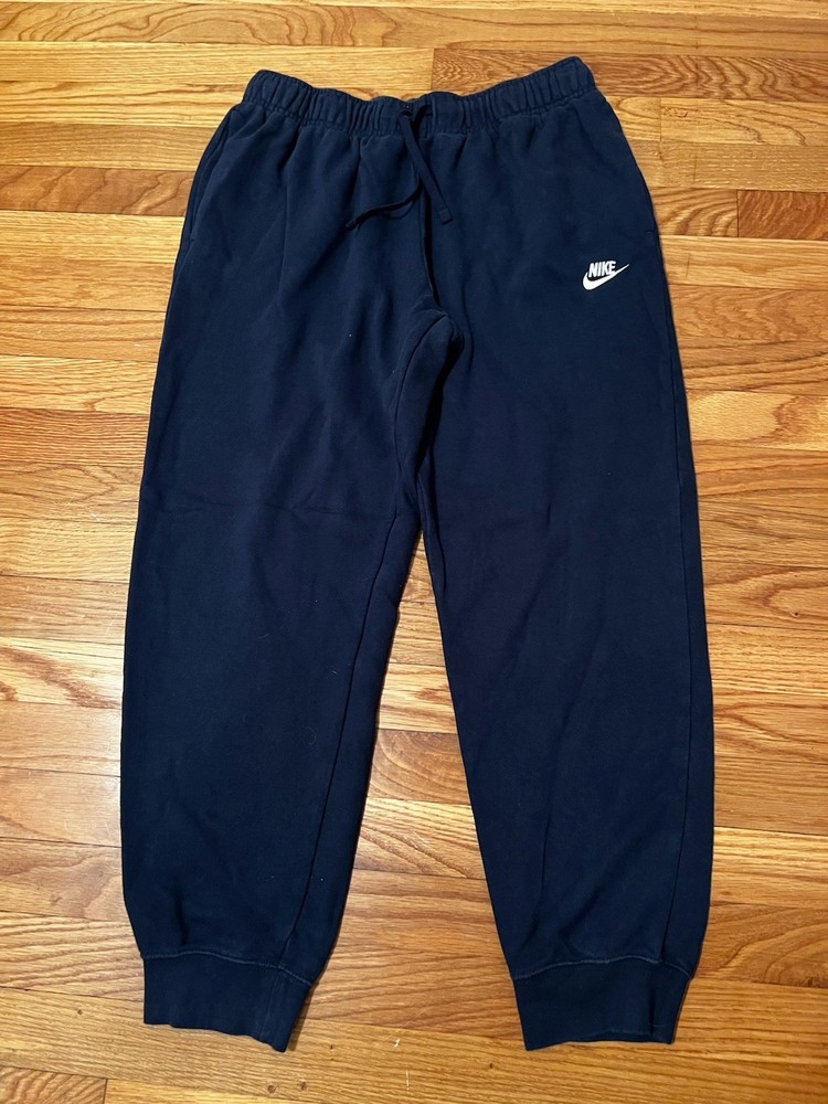 Nike Men's Navy Blue Jogger Sweatpants White Logo Drawstring Size Large