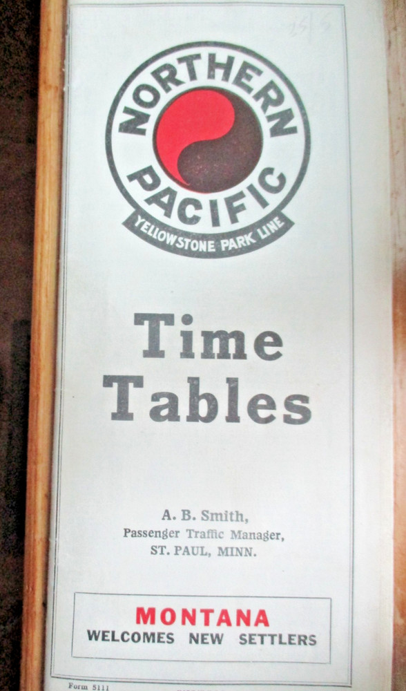 Vtg 1924 Northern Pacific MONTANA Yellowstone Park Line Time Table w/Map