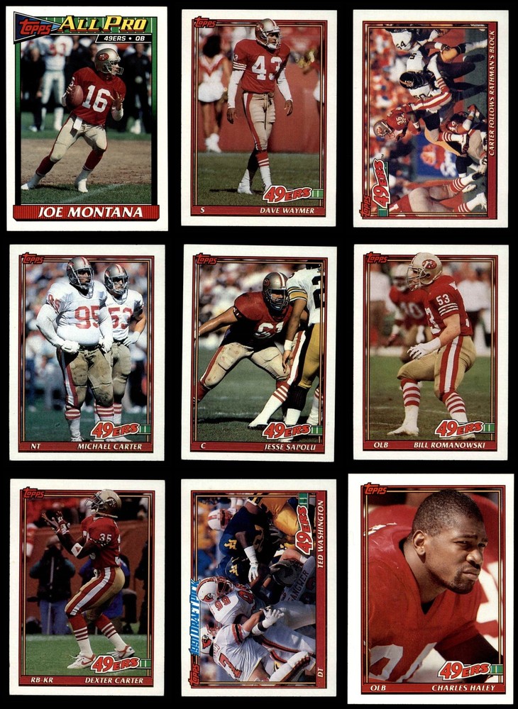 1991 Topps 49ers Almost Complete Team Set 8 - NM/MT 7163971 (22 / 28 cards)