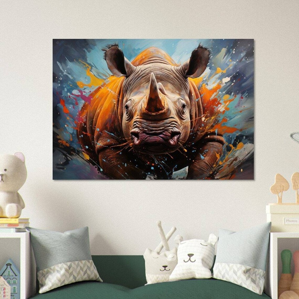 Incredible Charging Rhino Wall Art Canvas Unframed Print Art