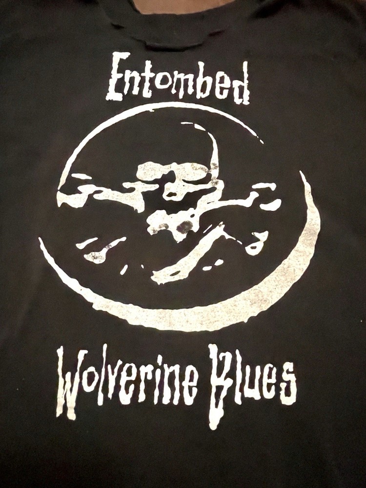 Vintage Entombed Wolverine Blues Shirt 90s Death Metal Band Tee Cut Off Dbl Side