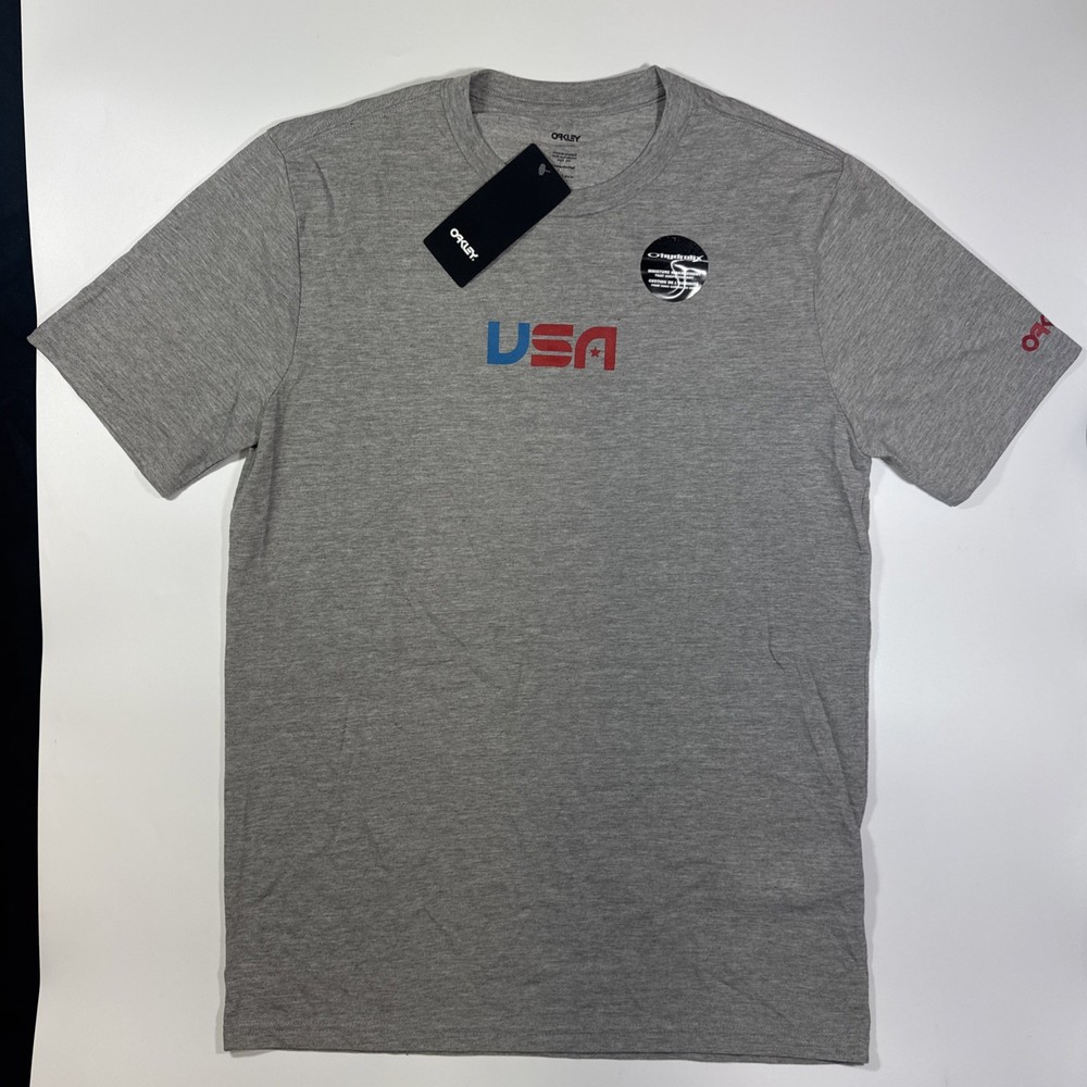 Oakley USA T-shirt Men Heather Gray Size XL X-Large Tee Regular Fit Granite