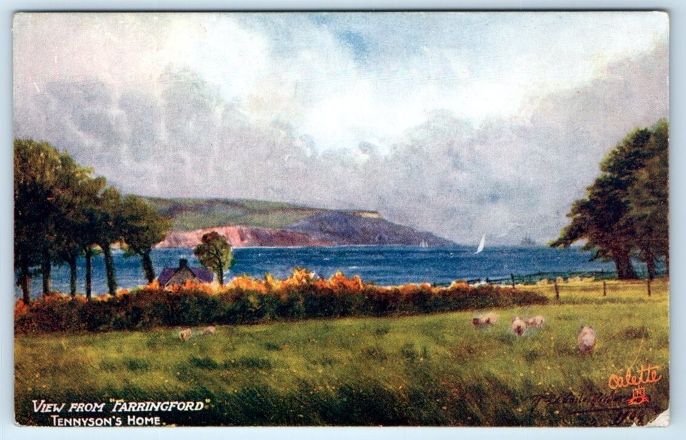 TUCK Oilette - View from FARRINGFORD Tennyson's Home ISLE OF WIGHT UK  Postcard