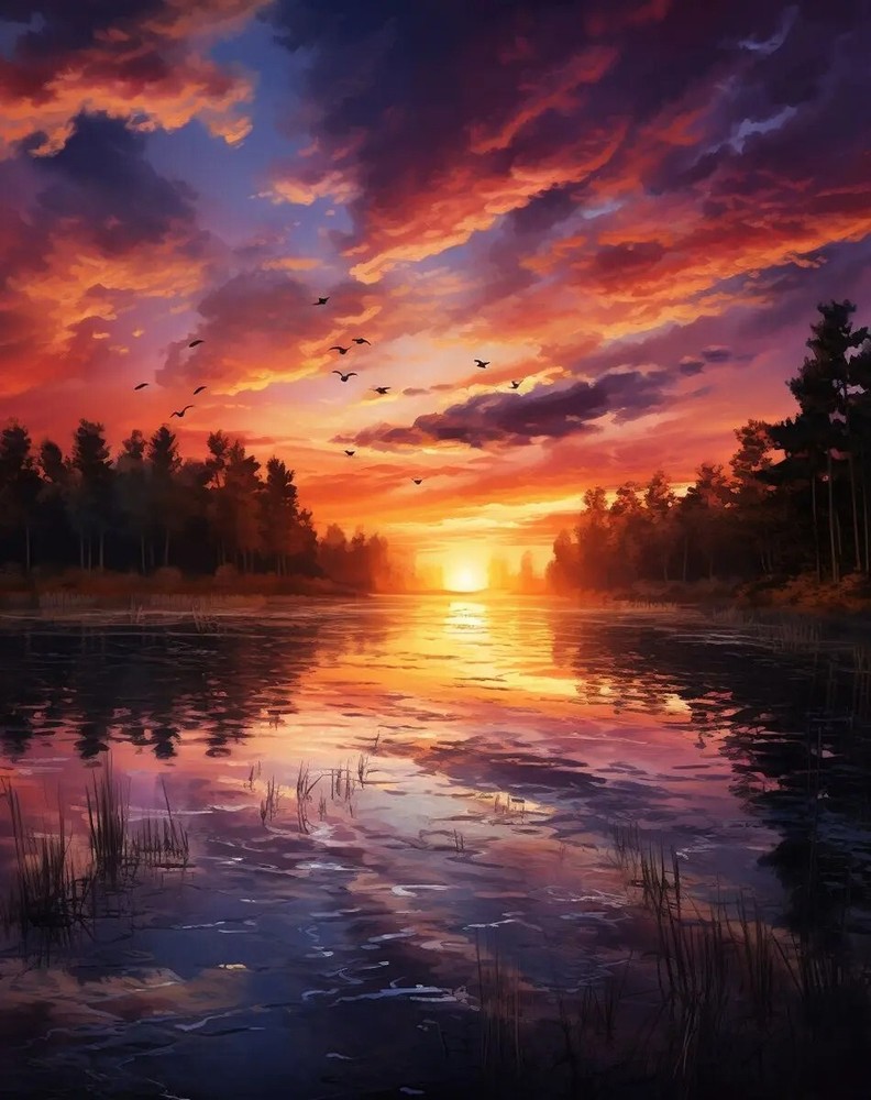 Sunset Sky 5D Diamond Painting Kit Rhinestone Embroidery Round Square Full Drill